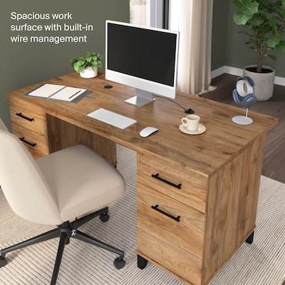Bush Home Somerset 60" W Office Computer Desk with Drawers, Fresh Walnut (WC81328K)
