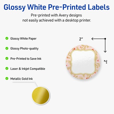 Avery Circle Multipurpose Labels, 2 Dia., White, 120/Pack (19479370482)