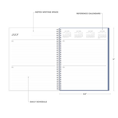 2025-2026 Blue Sky Tanya Blue 8.5" x 11" Academic Year Daily Planner, Plastic Cover, Multicolored (156259)
