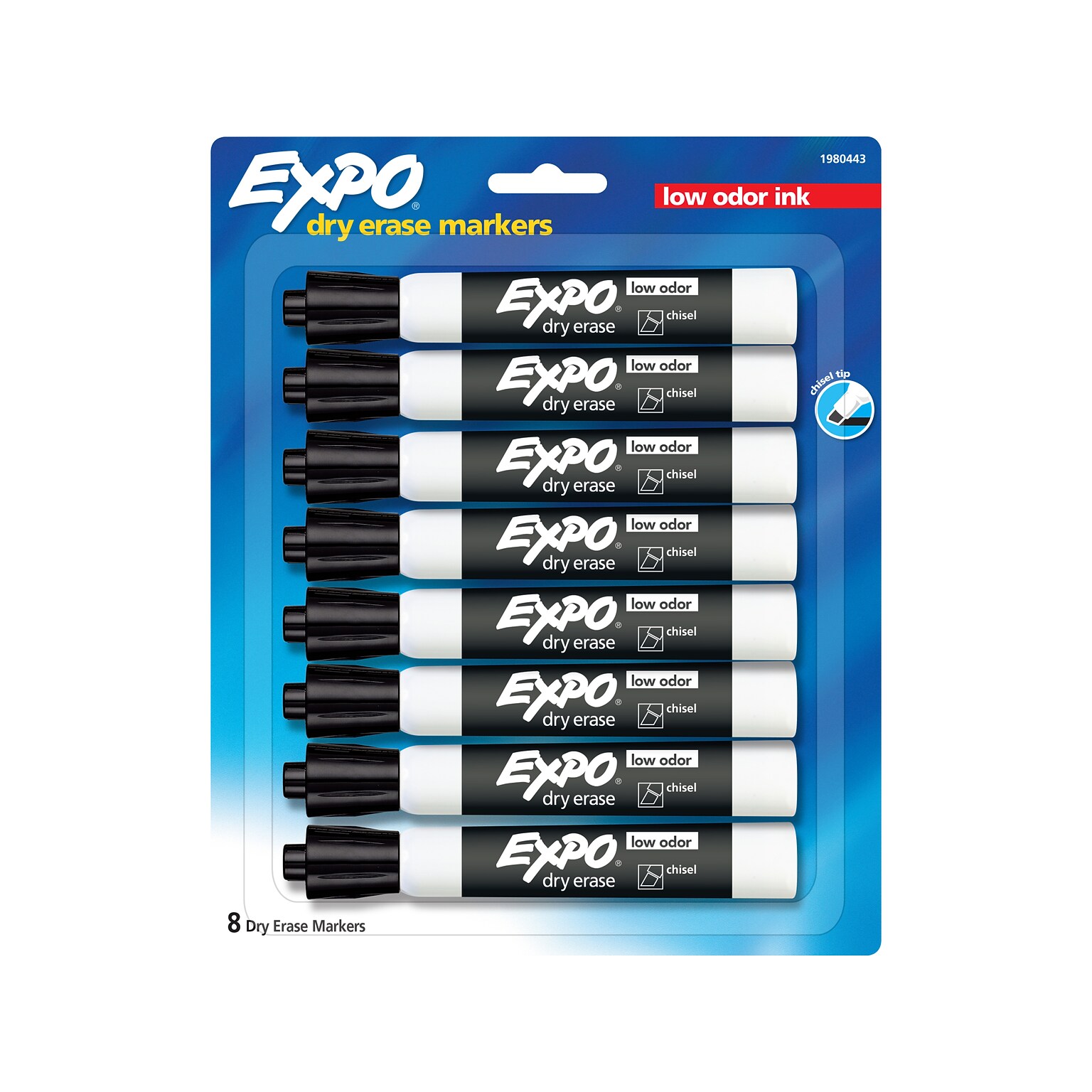 Expo Dry-Erase Markers, Chisel Tip, Black, 8/Pack (1980443)
