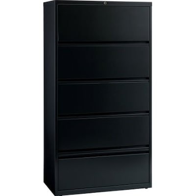 Lorell Fortress Series Lateral File with Roll-Out Shelf, 36W x 18.6D x 69H, Black (LLR43513)