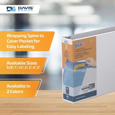Davis Group QuickFit Heavy Duty 2" 3-Ring Standard Binders, D-Ring, White, 2/Pack (94030-02)