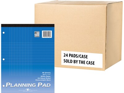 Roaring Spring Paper Products Planning Pad, 8.5 x 11, Graph-Ruled, Blue, 80 Sheets/Pad, 24 Pads/Ca