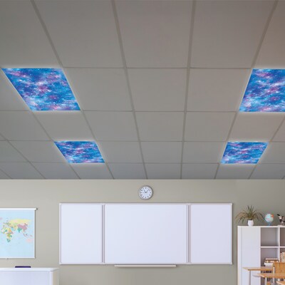 Teacher Created Resources Calming Covers Ceiling Light Filters, 2' x 4', Deep Space, 4/Pack (TCR20141)