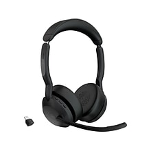 jabra Evolve2 55 Wireless Noise Canceling Bluetooth Stereo Headset, USB-C Adapter, MS Certified (255