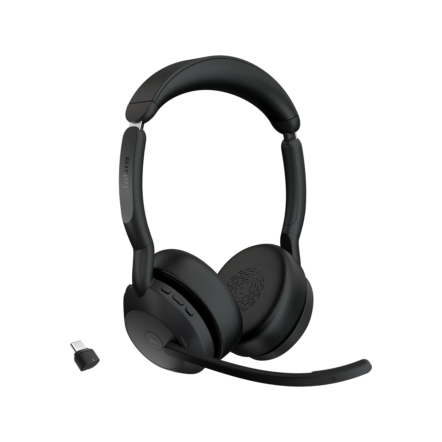 jabra Evolve2 55 Wireless Noise Canceling Bluetooth Stereo Headset, USB-C Adapter, MS Certified (25599-999-899-01)