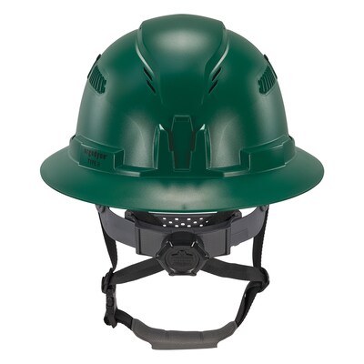Ergodyne Skullerz 8964 PC-ABS Type II, Class C, 6-point Ratchet Suspension Full Brim Safety Helmet, Green (60565)