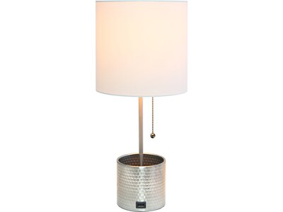 Simple Designs Table Lamp, Brushed Nickel/White (LT1085-BSN)