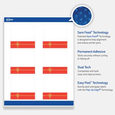 Avery Square Multipurpose Labels, 3" x 3", White, 60/Pack (19479370561)