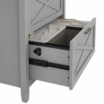 Bush Furniture Key West 48" Writing Desk with File Cabinet and 5-Shelf Bookcase, Cape Cod Gray (KWS004CG)