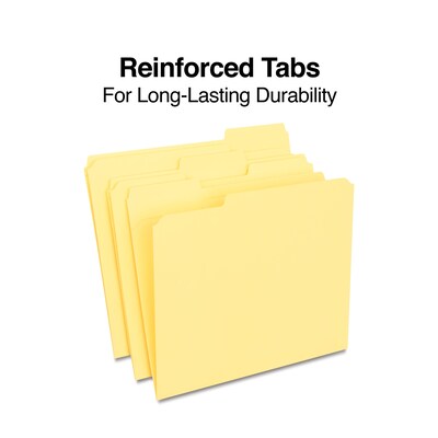 Staples® Reinforced File Folders, 1/3 Cut Tab, Letter Size, Yellow, 100/Box (TR508903)