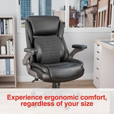 Staples Randolph Ergonomic Bonded Leather Executive Big & Tall Chair, 400 lb. Capacity, Black (ST62818)