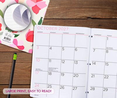2027-2028 Overland Travelware 0.25" x 8.5" Calendar Year Monthly Standard Planner, Paperboard Cover, Pink Floral (90696)
