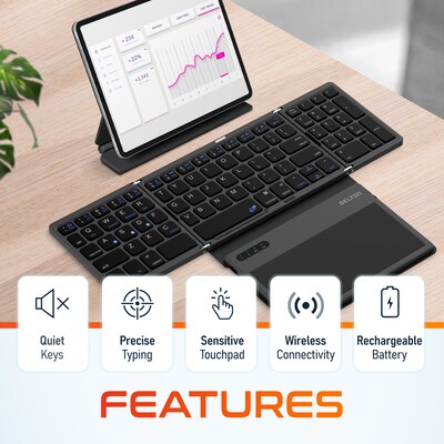 Delton F92 Foldable Portable Wireless Keyboard with Touchpad, Black (DKBF92)