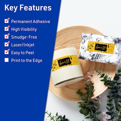 Avery Hemp Square Laser/Inkjet Multipurpose Labels, 2-3/4 x 2-3/4, Off-White (120/Pack)