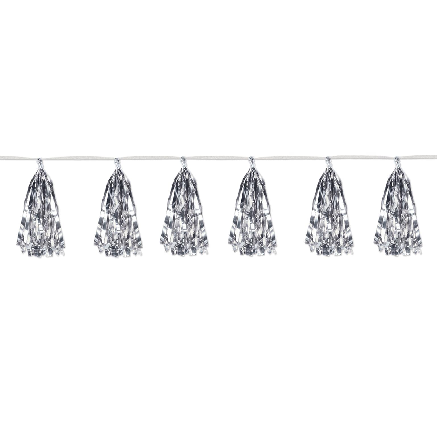 Beistle Metallic Silver Tinsel Garland, Silver, 2/Pack (59927-S)