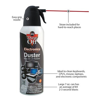 Dust-Off Compressed Gas Dusters, 10 Oz, Pack Of 2