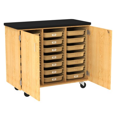 Diversified Woodcrafts 41.5 Mobile Tote Tray Storage Cabinet, Oak (4751K)