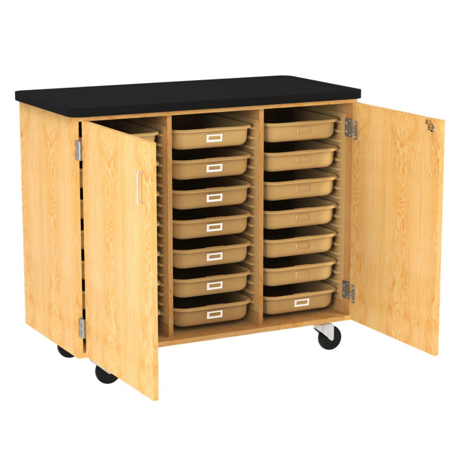 Diversified Woodcrafts 41.5 Mobile Tote Tray Storage Cabinet, Oak (4751K)