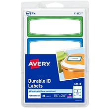 Avery Water-Resistant Laser/Inkjet ID Labels, 1-1/4 x 3-1/2, Assorted Border Colors, 4 Labels/Shee