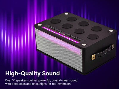 Emerson Bluetooth Party Speaker with Digital Drum Pads, Black (EDS-1000-BK)