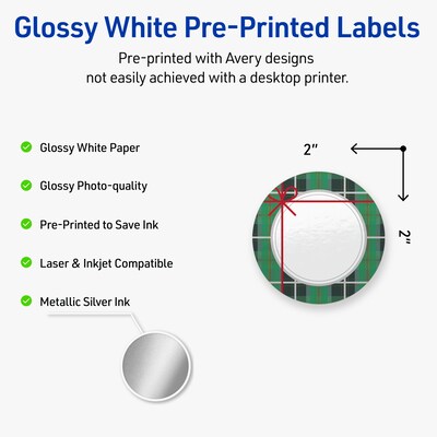 Avery Circle Multipurpose Labels, 2 Dia., White, 120/Pack (19479370411)