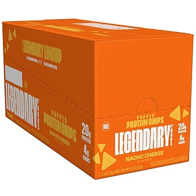 Legendary Foods Popped Protein Gluten Free Nacho Cheese Puffed Chips, 1.3 oz., 7/Carton (11191)