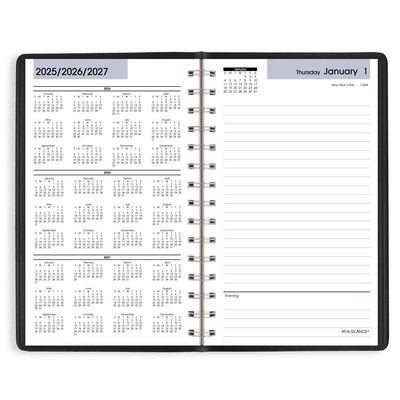 2026 AT-A-GLANCE DayMinder 5" x 8" Daily Planner, Faux Leather Cover, Black (SK46-00-26)