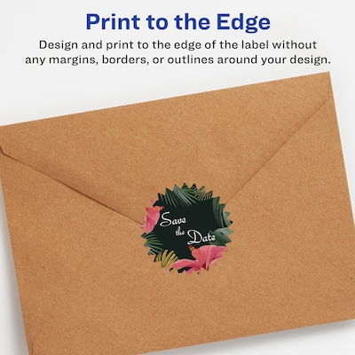 Avery Laser/Inkjet Starburst Waterproof Multipurpose Labels, 2.25" Dia, White, 1200/Box (94608)