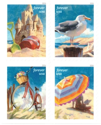 USPS A Day at the Beach Forever Stamps, 20 Postage Stamps (FOR-DAYBEACH-20)
