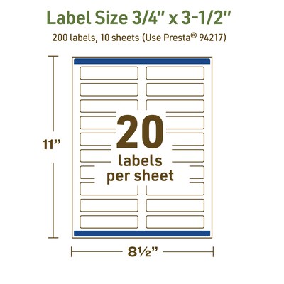 Avery Dissolvable Rectangle Multipurpose Labels, 0.75" x 3.5", Off-white, 200/Pack (94217)