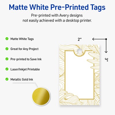 Avery  3 Blank Price & Merchandise Tags, White, 80/Carton (S00-EW2-PRMWT10)