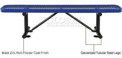 Global Industrial 6' Outdoor Steel Flat Bench, Expanded Metal, Blue (277156BL)