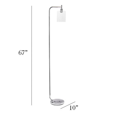 Simple Designs Modern Iron Lantern Floor Lamp with Glass Shade, Chrome (LF2009-CHR)