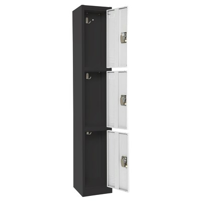 AdirOffice 72'' 3-Tier Black and White Storage Locker (ADI629-203-B-W)