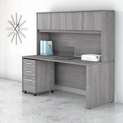 Bush Business Furniture Studio C 72W Office Desk with Hutch and Mobile File Cabinet, Platinum Gray