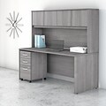Bush Business Furniture Studio C 72W x 30D Office Desk with Hutch and Mobile File Cabinet, Platinum