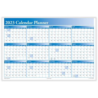 2023 ComplyRight 24" x 36" Yearly Dry Erase Wall Calendar, Reversible, Blue (J0056BL)