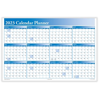 2023 ComplyRight 24 x 36 Yearly Dry Erase Wall Calendar, Reversible, Blue (J0056BL)