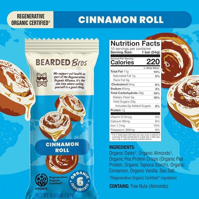 Bearded Bros Gluten Free Cinnamon Roll Energy Bar, 1.9 oz., 10/Pack (220-02916)