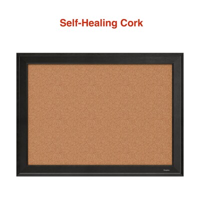 Staples Cork Bulletin Board, Black Frame, 23" x 17" (ST62835)