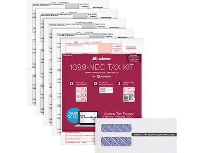 Adams 2022 1099-NEC Tax Form, 5-Part, 12/Pack (STAX512NEC-22)