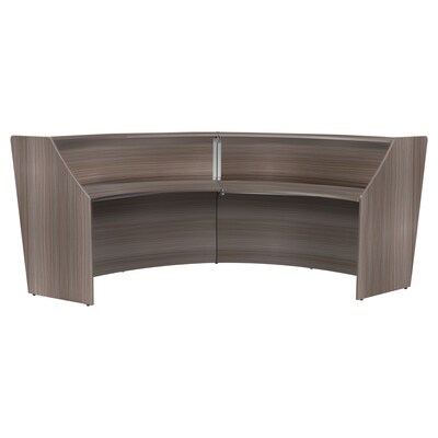 Regency Marque 124.5"W Curved Reception Desk Workstation, Driftwood Gray (77292GY)