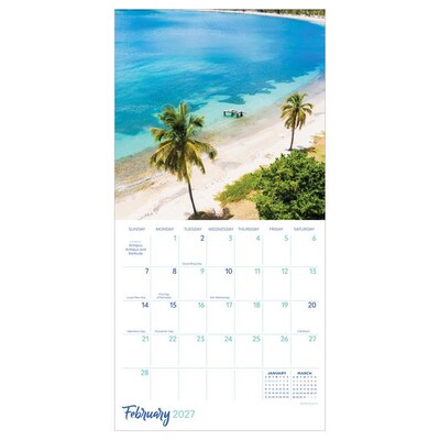 2027 TF Publishing Tropical Beaches 7" x 7" Monthly Wall Calendar, Multicolored (27-2012)