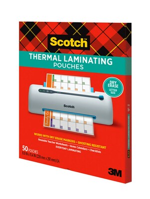Scotch Thermal Laminating Pouches, Letter Size, 3 Mil, 50/Pack (TP3854-50DE)