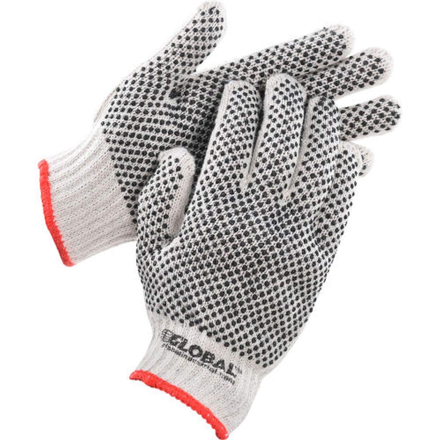 Global Industrial PVC Dot Knit Gloves, Double-Sided, Black, Small, 12 Pairs (708351S)