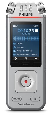Philips VoiceTracer Digital Stereo Voice Recorder, 8GB, Black (DVT4115)