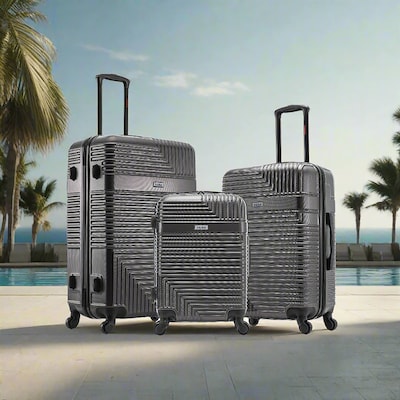 InUSA Resilience 3-Piece Hardside Spinner Luggage Set, TSA Checkpoint Friendly, Coal (IURESSML-COA)