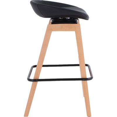 Lorell Polyurethane/Wood Modern Low-Back Stool, Black (LLR68563)