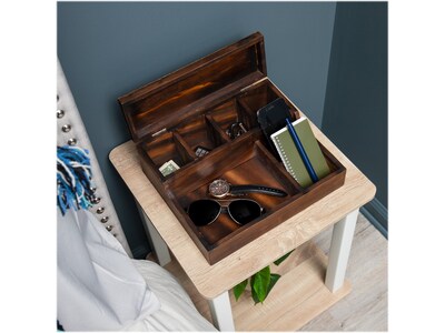 Mind Reader Bali Collection 7-Compartment Wooden Valet Tray, Brown (WMDRESVAL-BRN)